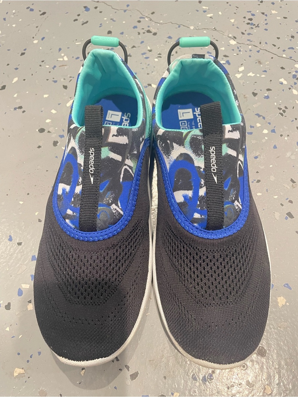 Speedo Kids Black & Blue Water Shoes with Aqua Inner Lining